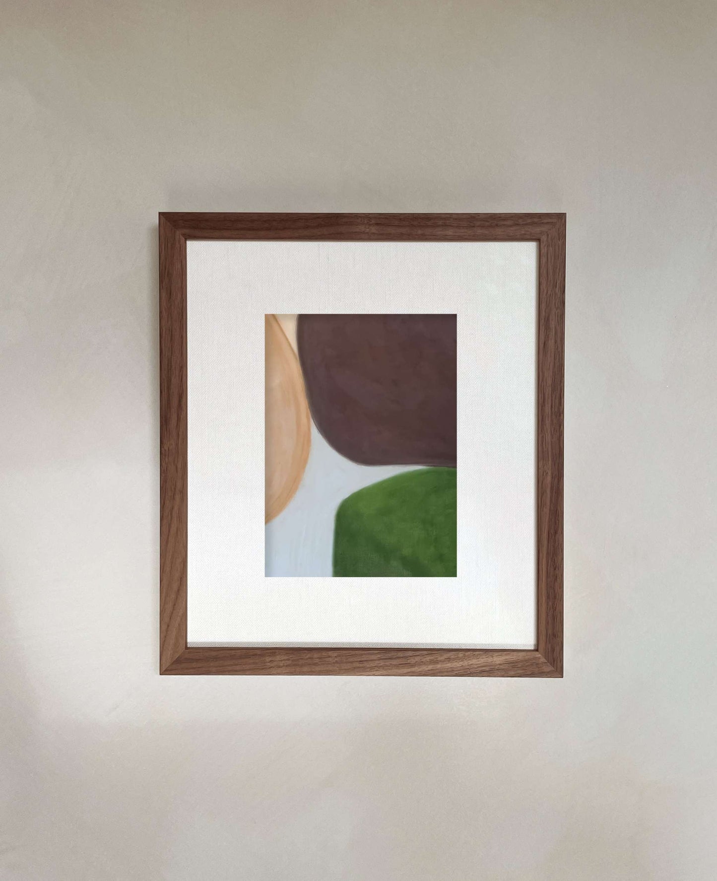 Art print "Alba" with abstract design in natural tones, featuring a 1 cm white border, displayed without frame.