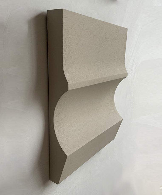 3D art piece '#22.03 Cécé' with sand texture and eco-paint, made from plant-based PLA.