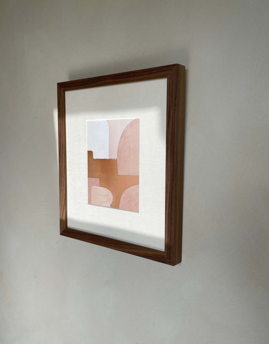 Art print titled 'Rosie' on premium Hahnemühle paper with matte finish, featuring abstract design in wooden frame (frame not included).