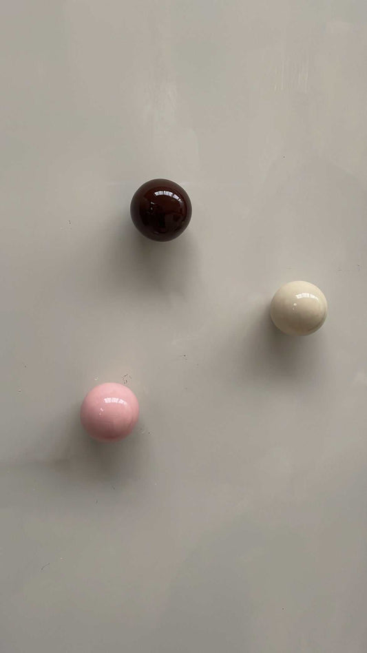 Ceramic ball 3 pieces - Set of Lace Brown Rose Art