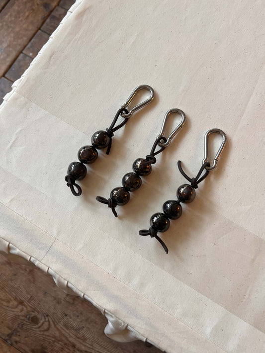 Keychain Boule • Dark Brown cord • Metal