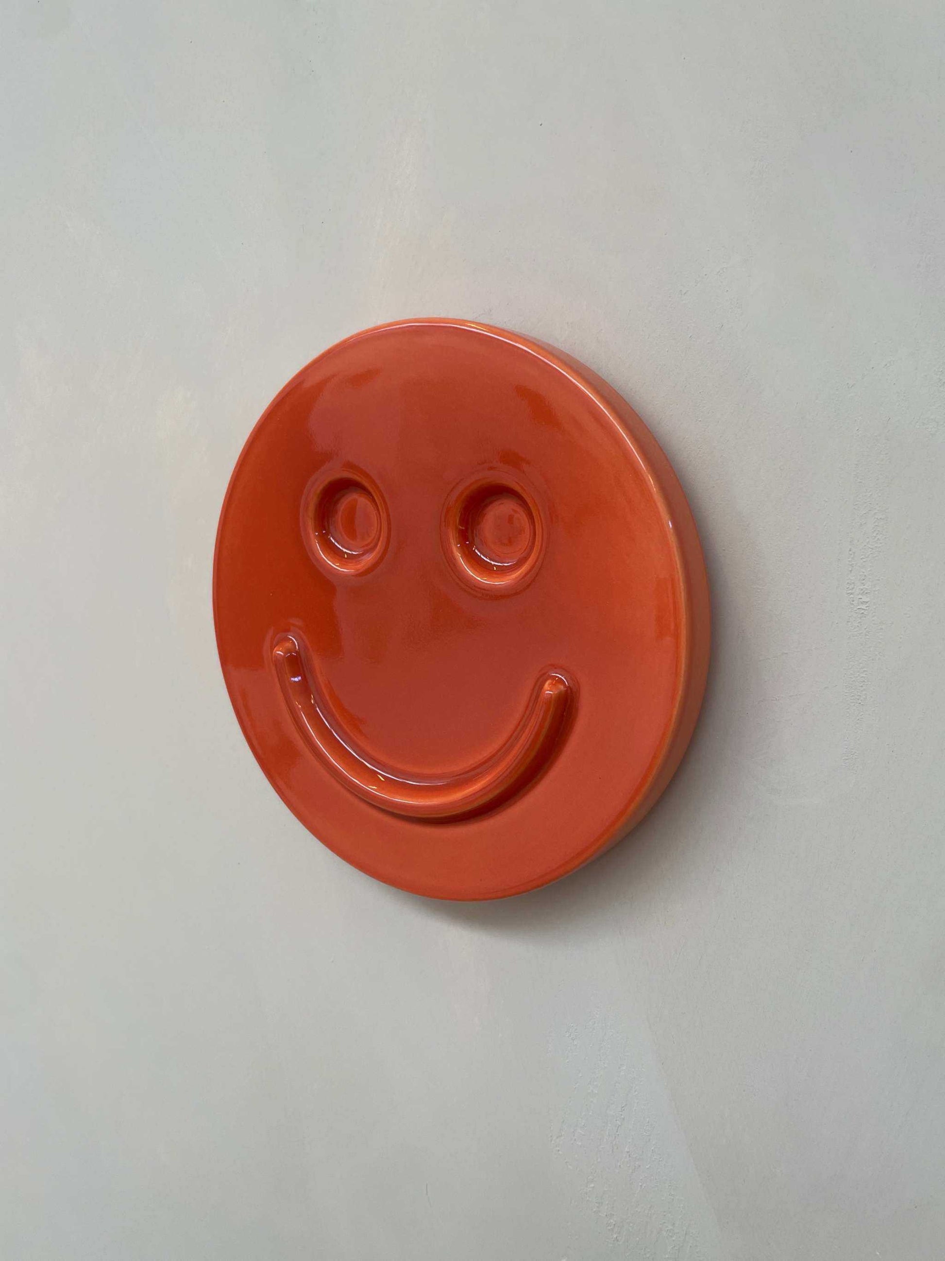 Orange HAPPY ceramic artwork - Unique Handcrafted Design