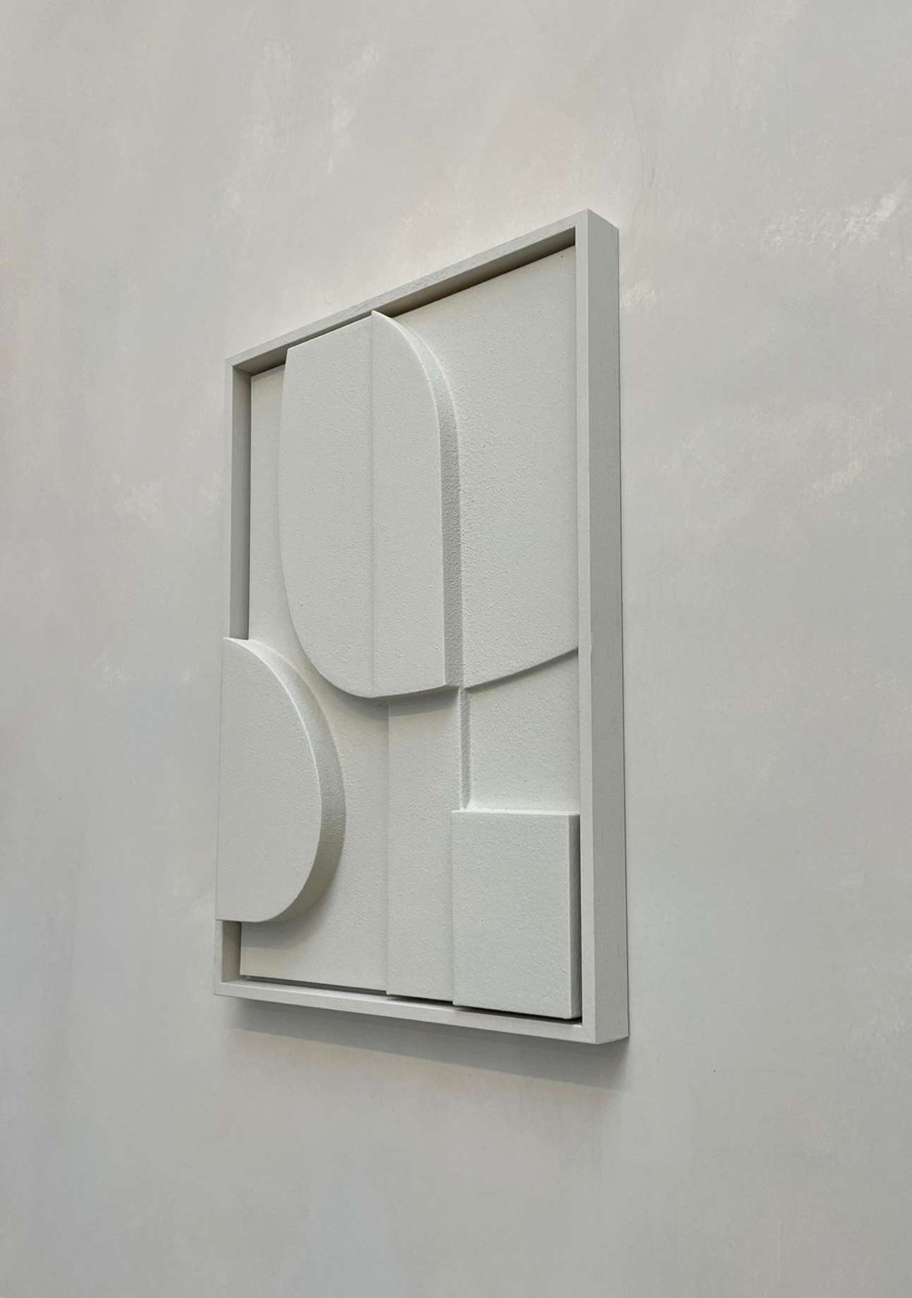 Handmade abstract art piece #2.1 Blanche, crafted from biodegradable PLA with sand texture and eco-paint.