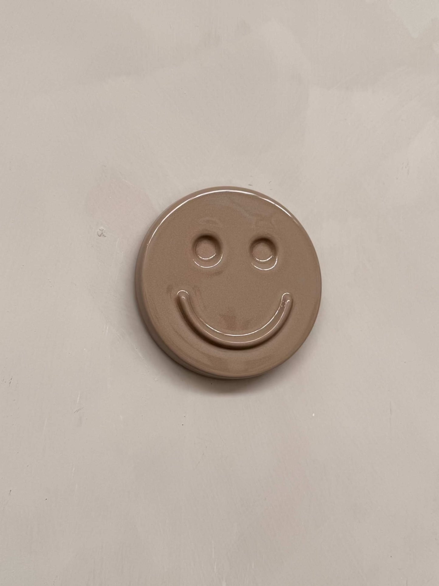 HAPPY ceramic wall art chalk color smiley face handcrafted decorative piece