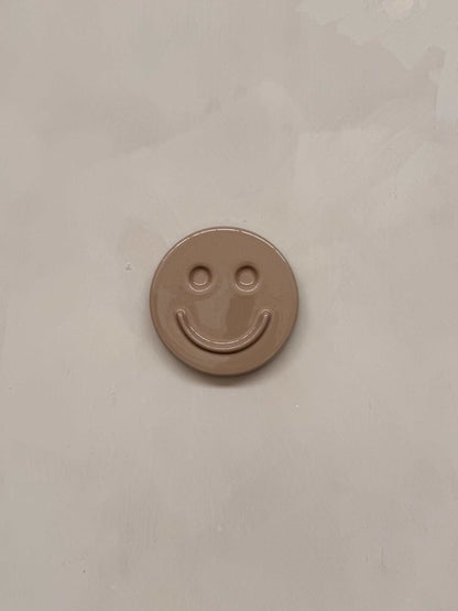 HAPPY ceramic wall art smiley face in chalk color handcrafted wall decoration