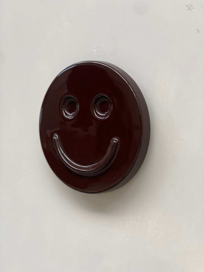 Happy ceramic artwork in Eggplant color - Unique Handmade Art