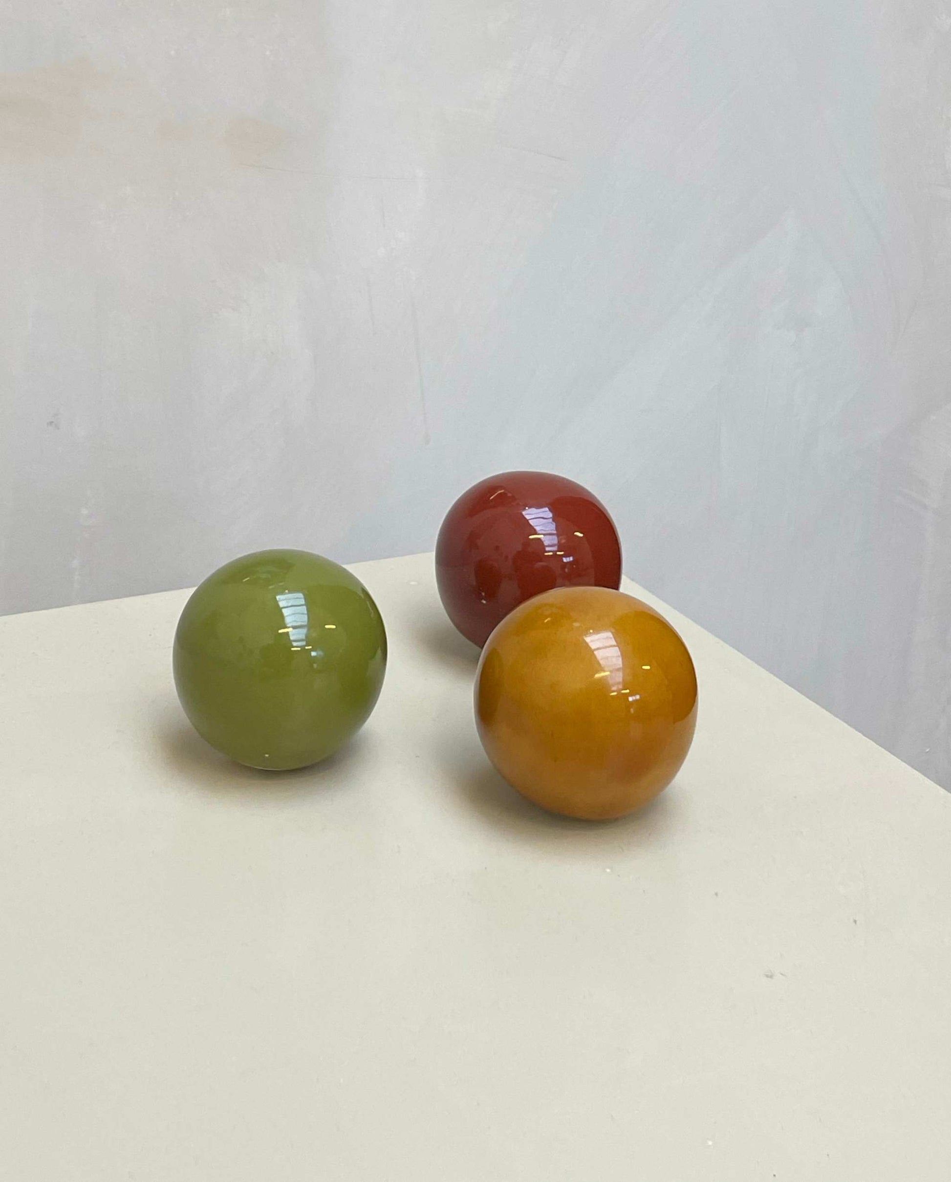 Ceramic Boules - set of 3 | Cognac, Rust Burgundy, Olive Green