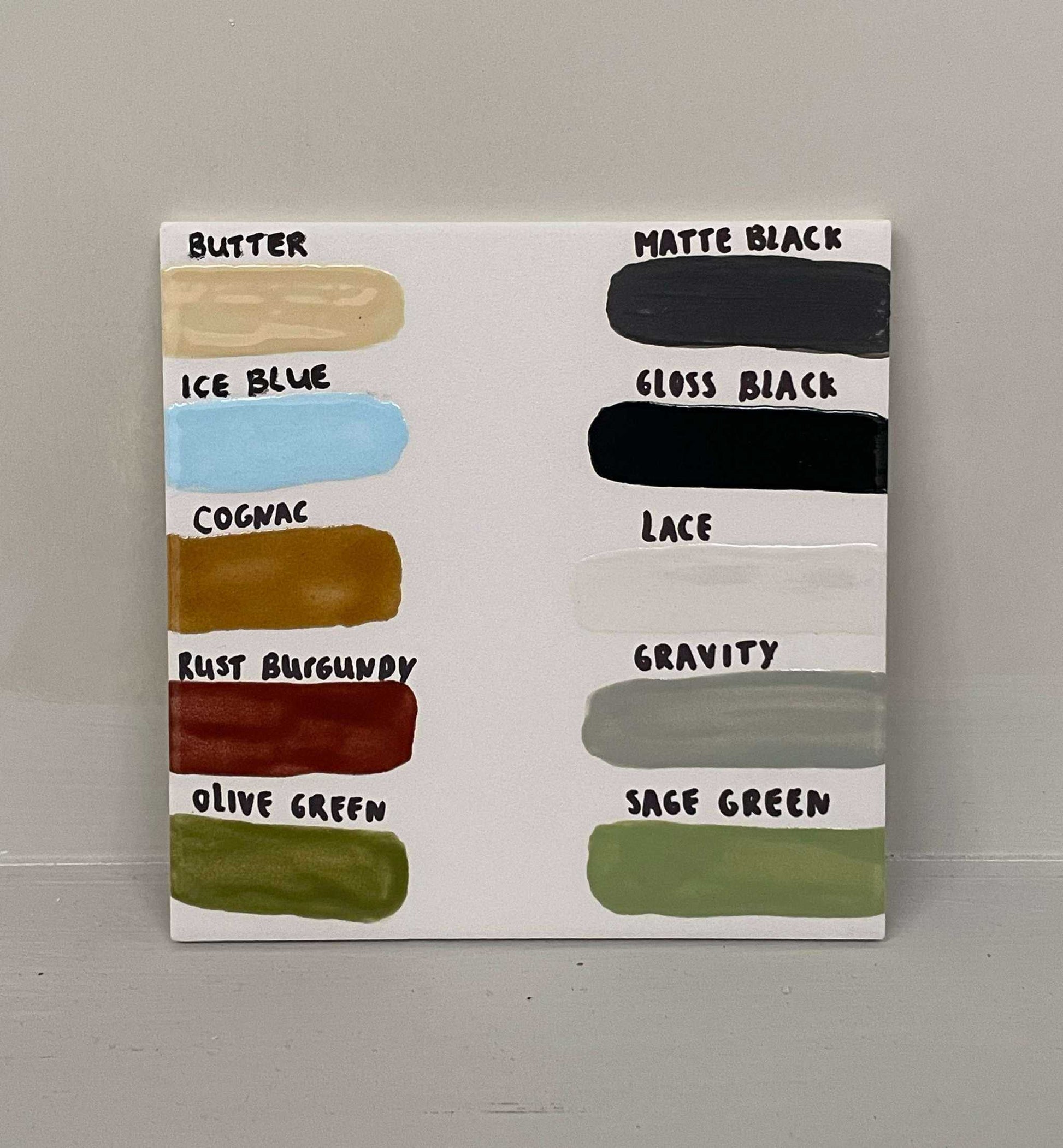 Color palette for handbuilding and glazing workshop.