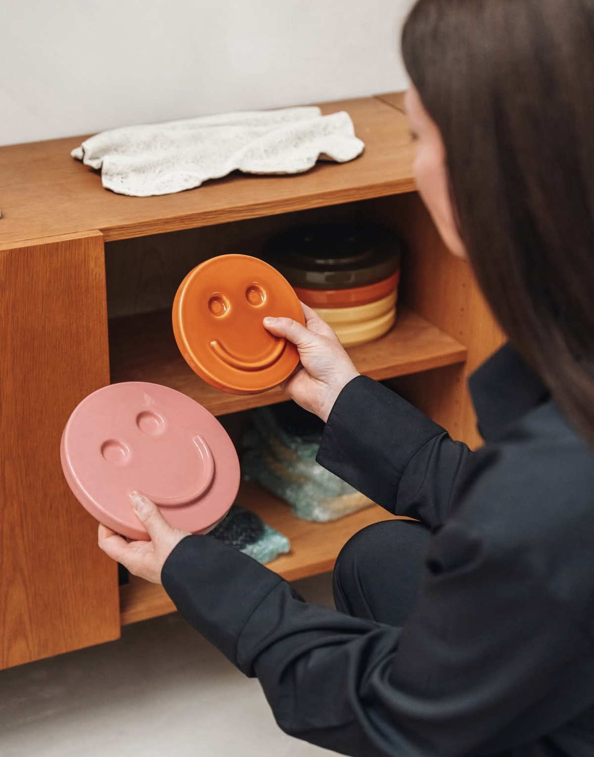 HAPPY ceramic wall art • Orange