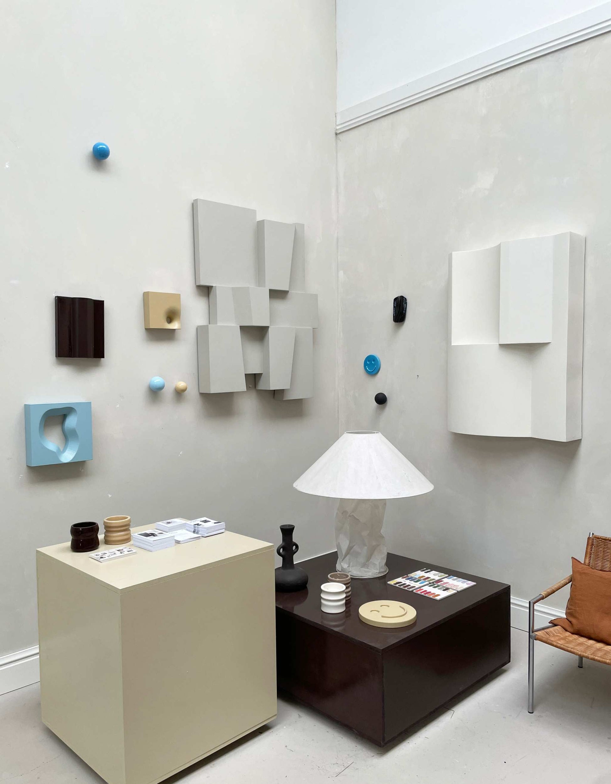 ELEMENT BRUTALIST artwork displayed on wall with geometric shapes and minimalist design in a modern interior setting.