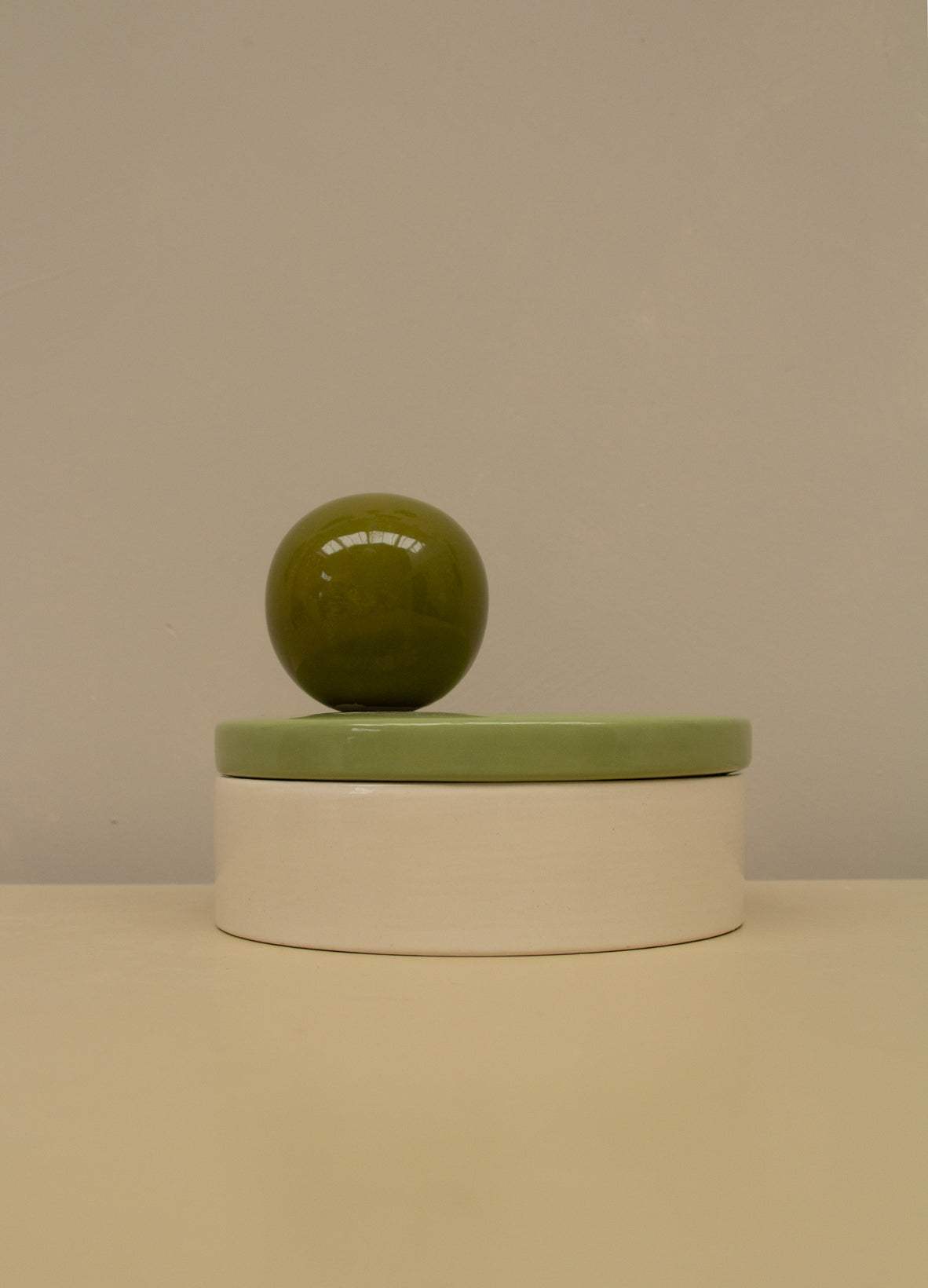 Ceramic box BOULE • LARGE • Olive • Avocado • Milk – Handcrafted