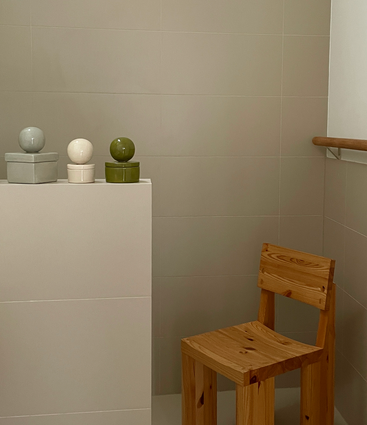 Ceramic box BOULE • SET of 3 • Green 01 - Handmade Storage