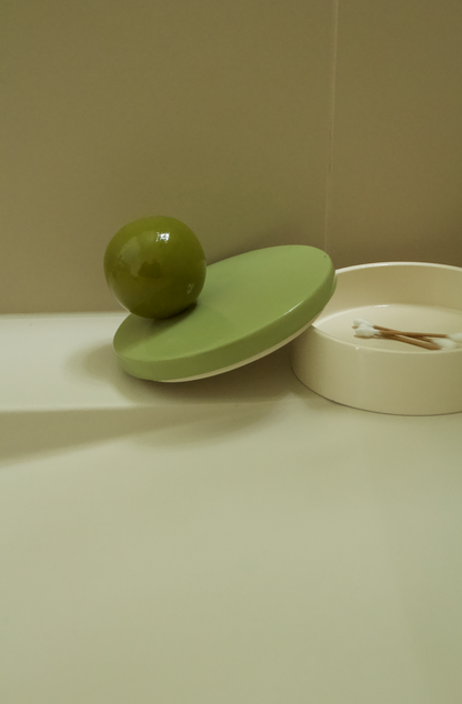 Ceramic box BOULE • LARGE • Olive • Avocado • Milk – Handcrafted