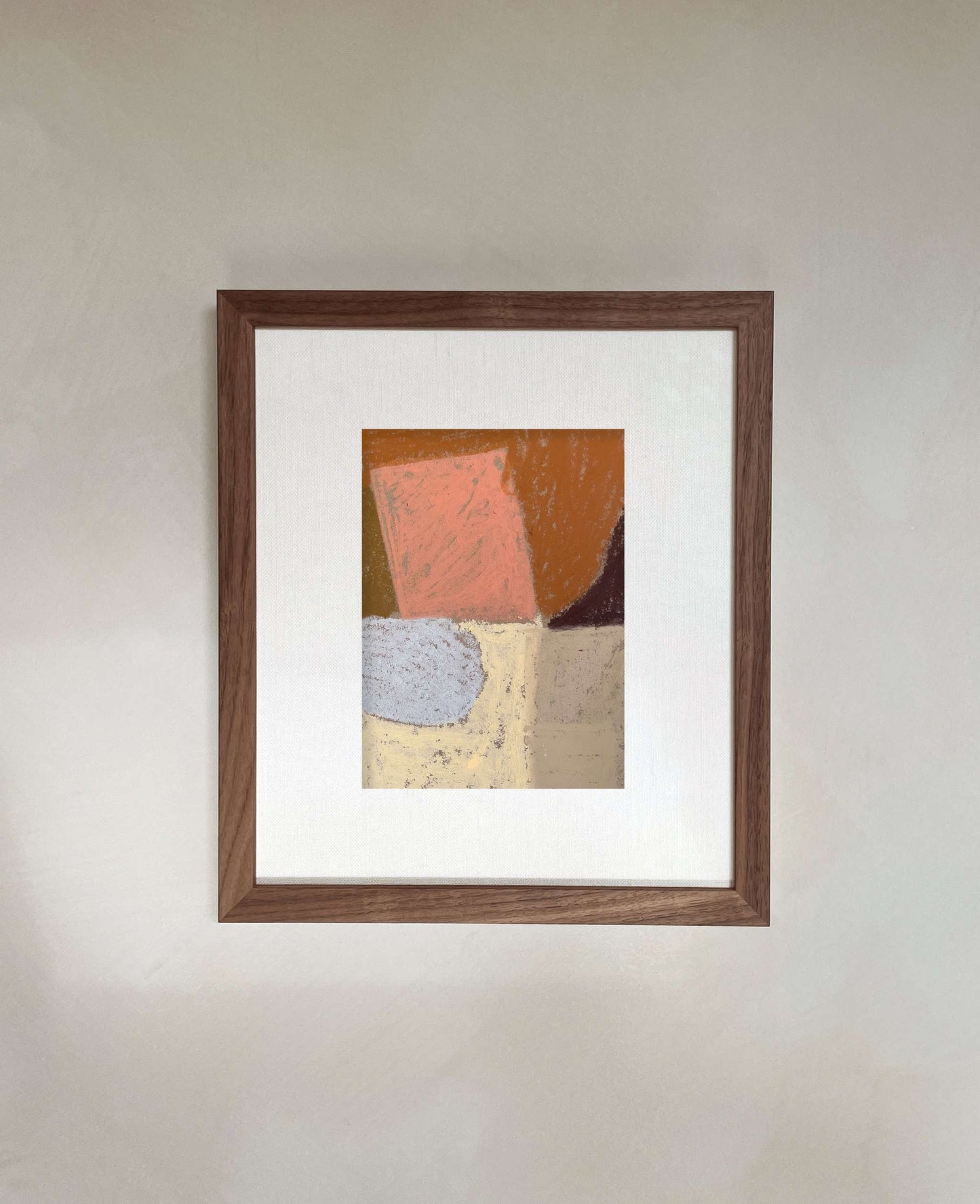 Mae Olivia 04 art print with abstract design on premium Hahnemühle paper, framed on wall.