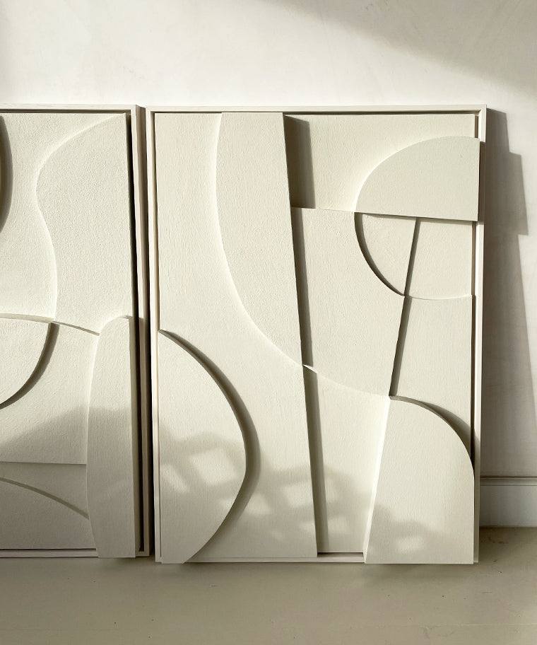 abstract canvas prints with geometric design in neutral tones