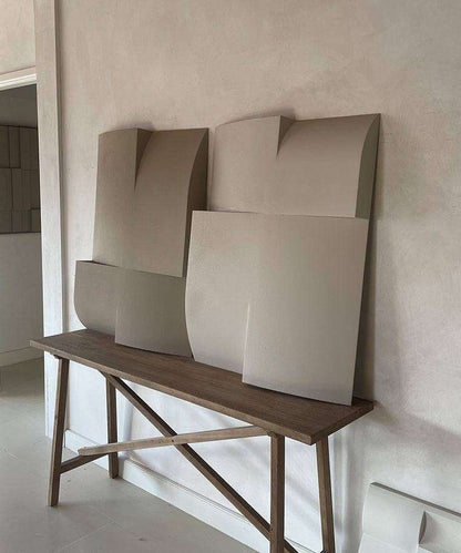 Modern art piece '#22.10 Journey' on display, featuring hand-made, biodegradable PLA material with a sand texture and eco-paint finish, personalized color options, and Certificate of Authenticity.