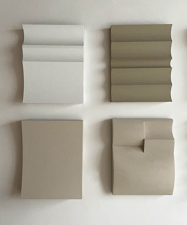 Hand-made #22.01 Ark art pieces with sand texture and eco-paint.