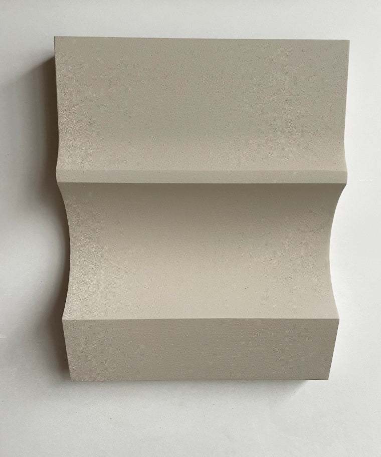 3D art piece Cécé, handmade from biodegradable PLA with sand texture and eco-paint finish.