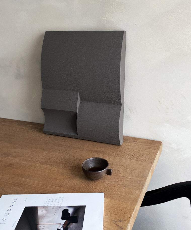 Hand-made #22.02 Bonne art piece with eco-paint finish on a table.