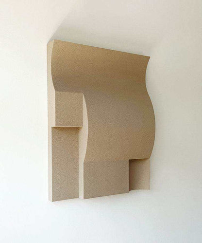 Modern art wall sculpture made from biodegradable PLA with sand texture.