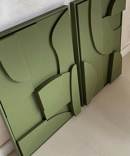 DUO 2 Archi artistic wall panels in green, made of biodegradable PLA with sand texture.
