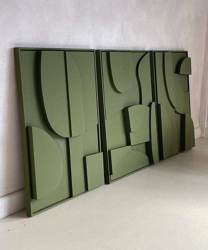 Handmade DUO 2 Archi artwork with green abstract design made of biodegradable PLA.