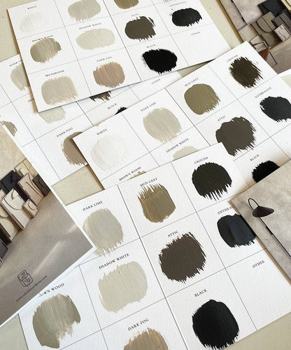 Color swatches on A6 card displaying 11 base colors for selection.