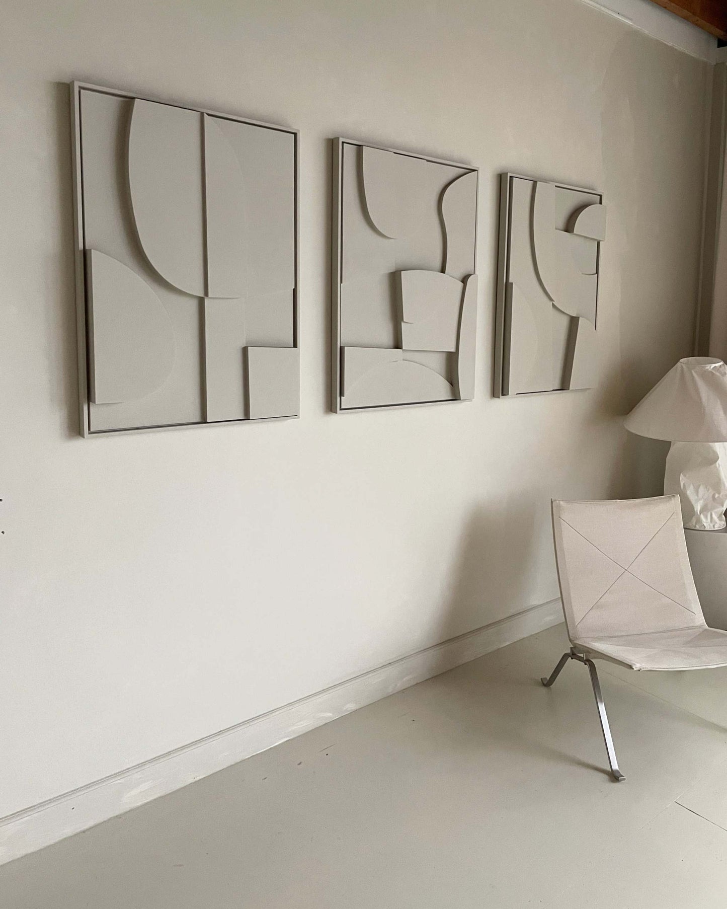 Handmade abstract wall art set with eco-friendly materials.