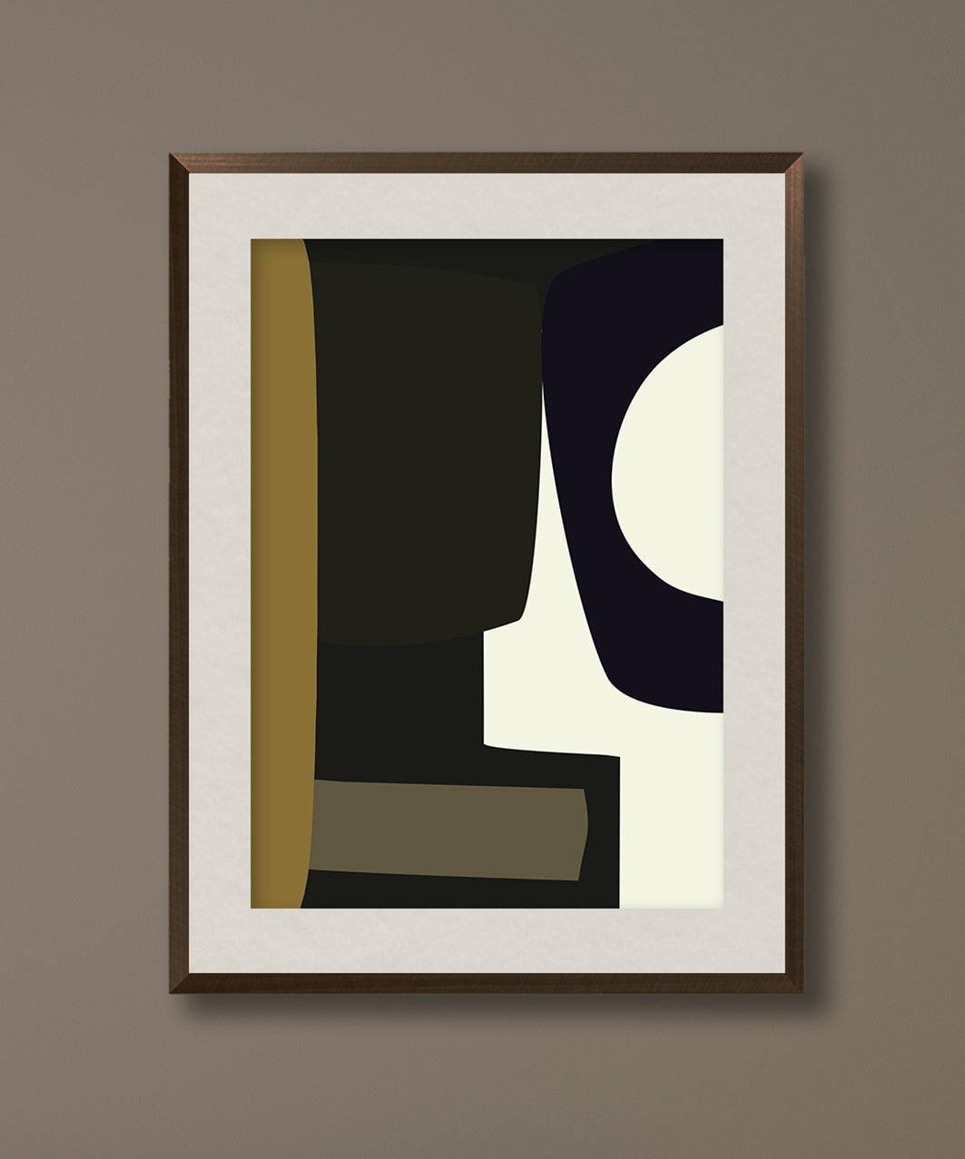 Art print "Faye" with abstract shapes in neutral colors, on high-quality Hahnemühle paper.