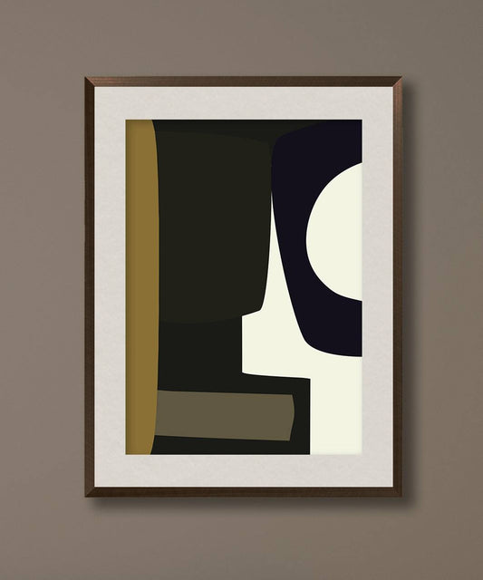 Art print "Faye" with abstract shapes in neutral colors, on high-quality Hahnemühle paper.