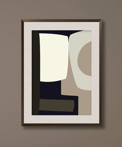 Modern abstract art print with a matte finish and white border, unframed.