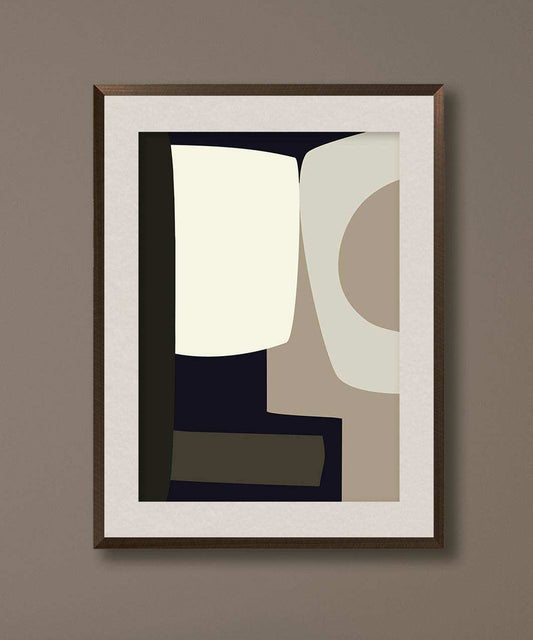 Modern abstract art print with a matte finish and white border, unframed.