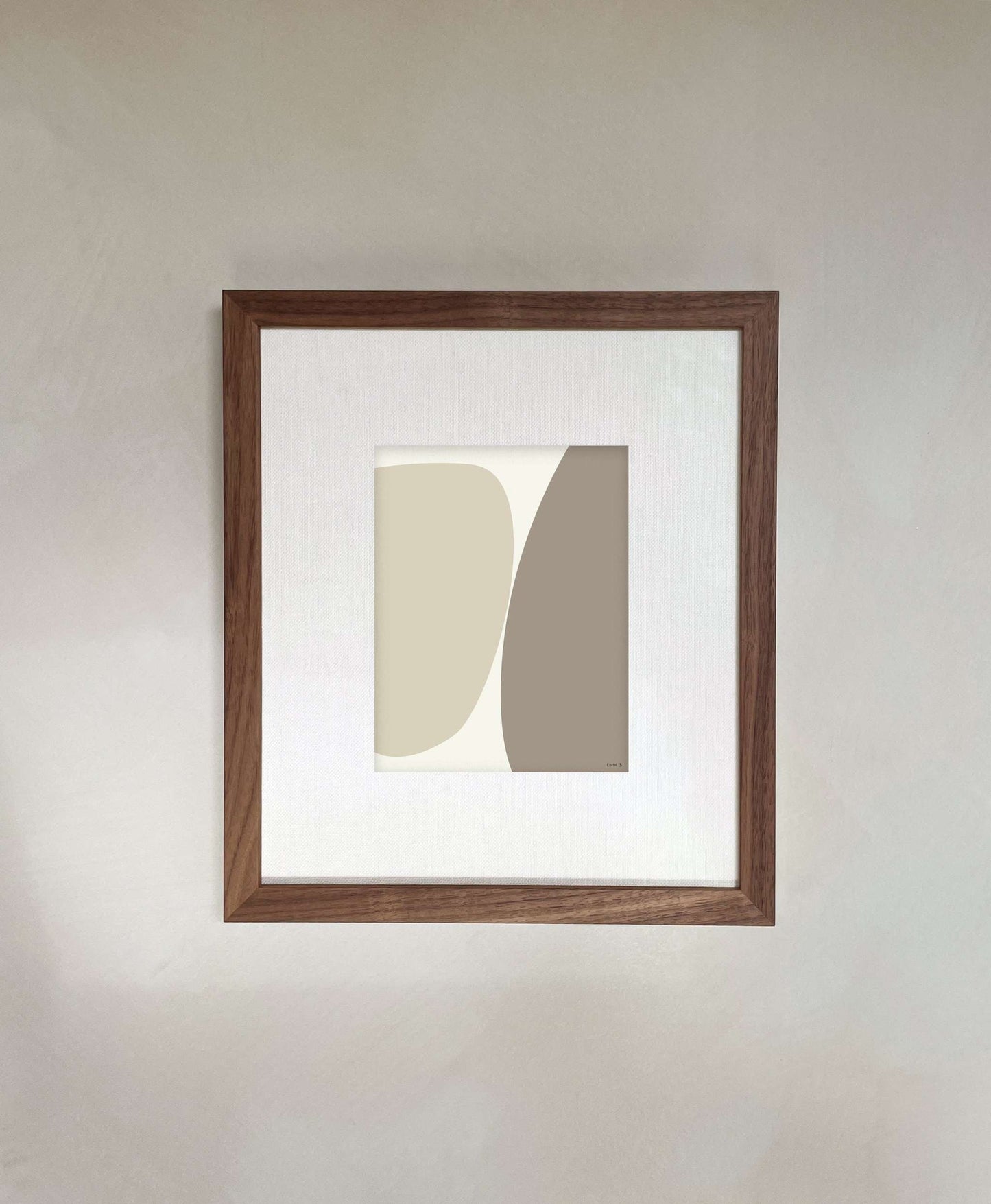 Art print "Ena" in a wooden frame with abstract design on premium matte paper, no frame included.