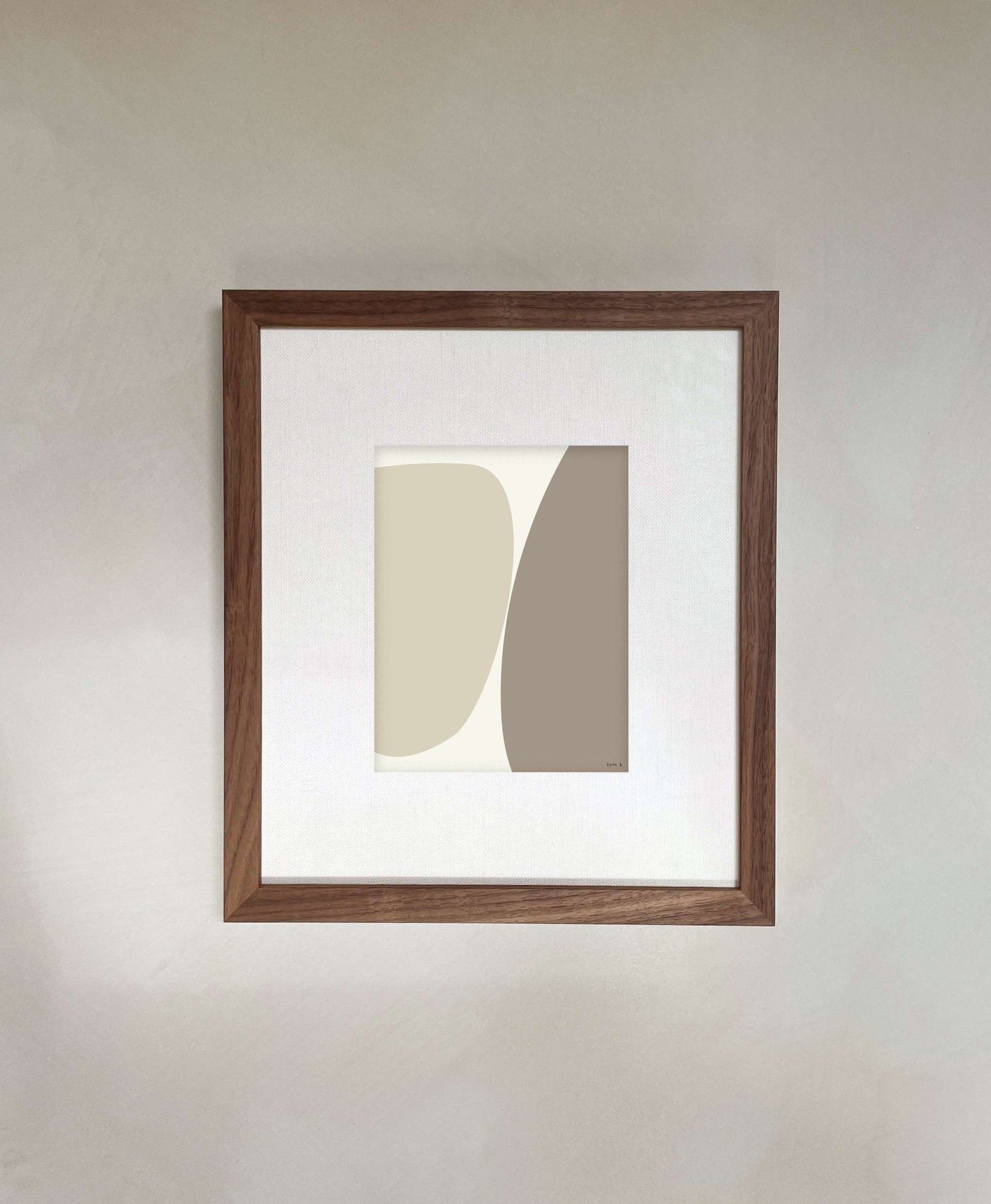Art print "Ena" in a wooden frame with abstract design on premium matte paper, no frame included.