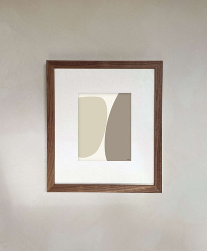 Art print "Ena" in a wooden frame with abstract design on premium matte paper, no frame included.