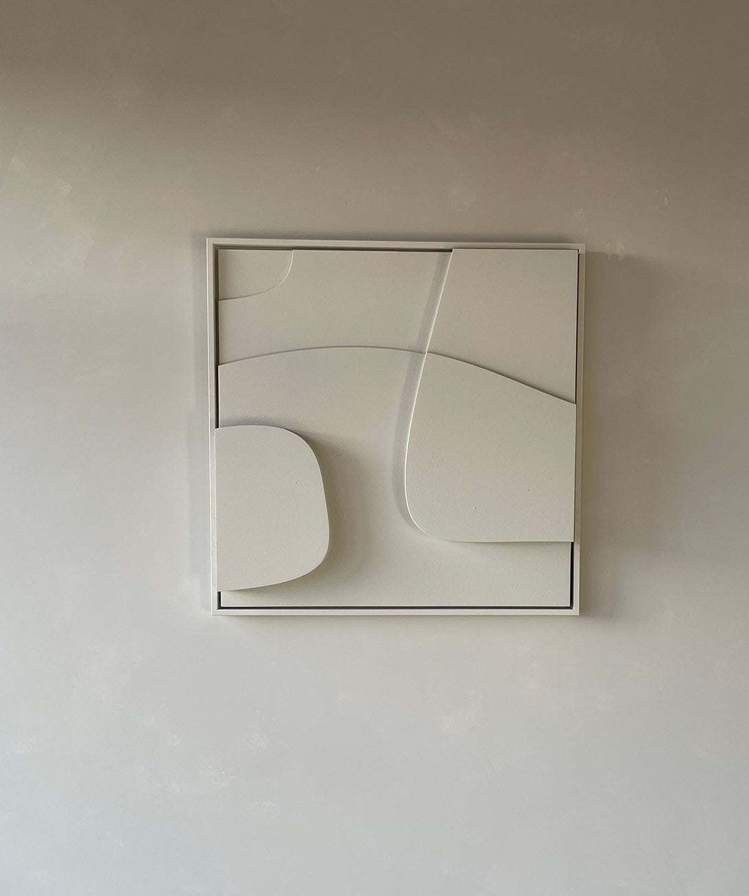 Handmade 3D art piece with abstract design, crafted from biodegradable PLA and eco-painted in neutral tones.