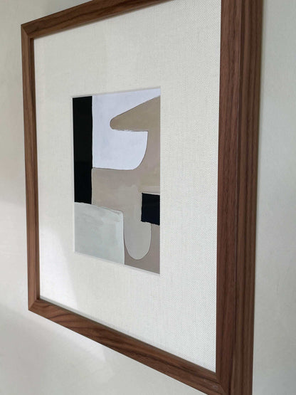 Art print 'Gisèle' with abstract design in wooden frame, premium Hahnemühle paper.