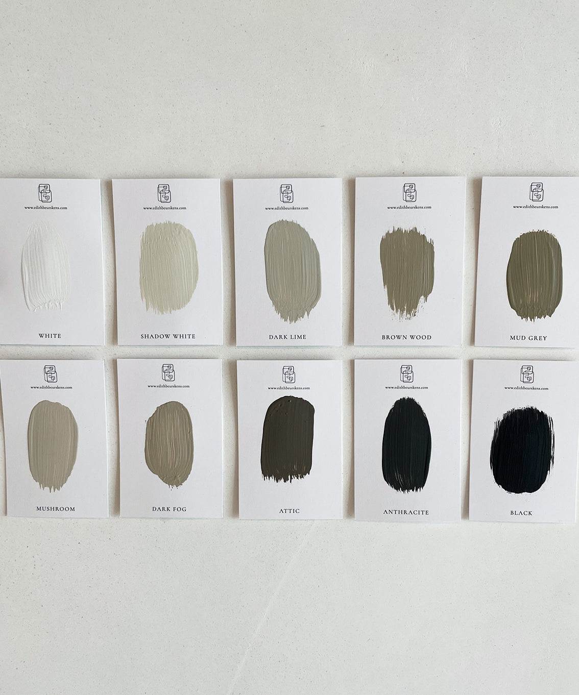Color swatches for customizable hand-made art piece '#22.01 Ark'.